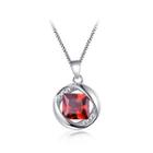 925 Sterling Silver January Birthday Pendant With Red Cubic Zircon And Necklace