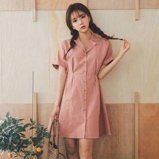 Short-sleeve Button-detail Dress