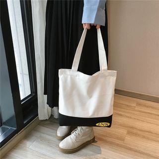 Color Block Logo Canvas Tote Bag