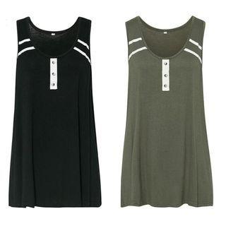 Button Accent Striped Tank Top