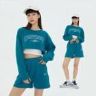Lettering Embroidery Sweat Shorts