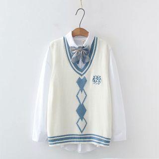 Set: Sweater Vest + Shirt + Bow Tie