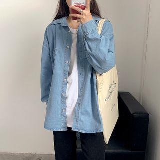 Long Sleeve Loose Denim Shirt