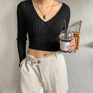 Rib-knit Midriff Cardigan