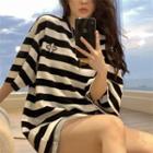 Short-sleeve Striped T-shirt White & Black - One Size