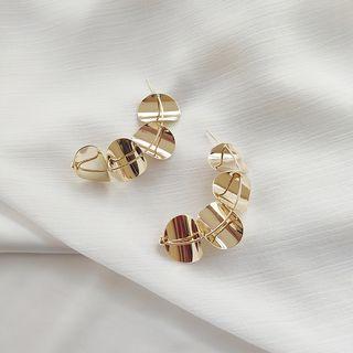 Disc Earring 1 Pair - 925 Silver Stud - Gold - One Size