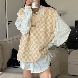 Long-sleeve Stripe Loose Fit Shirt Shirt - Stripe - White - One Size