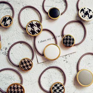 Faux Leather / Houndstooth Hair Tie
