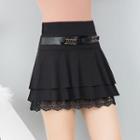 Embellished Lace Trim Mini A-line Skirt