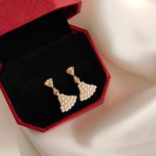 Fan Faux Pearl Dangle Earring