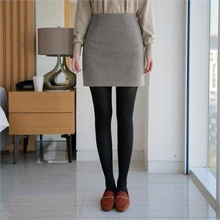 Wool Blend Patterned Mini Skirt