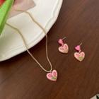 Heart Tulip Alloy Dangle Earring / Pendant Necklace