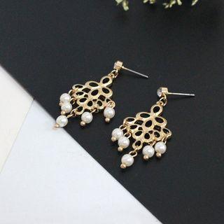 Faux Pearl Cutout Dangle Earring As Shown In Figure - One Size