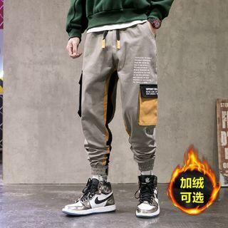 High-waist Drawstring Letter Printed Cargo Sweatpants