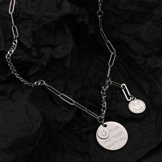 Couple Matching Disc Pendant Necklace As Shown In Figure - One Size