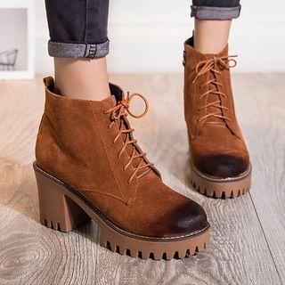 Faux Suede Block Heel Chukka Boots