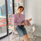 Layered Sailor-collar Smocked-cuff Blouse