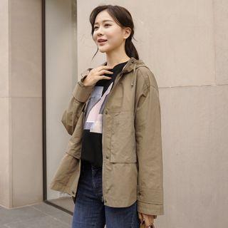 Dip-back Hooded Zip Jacket