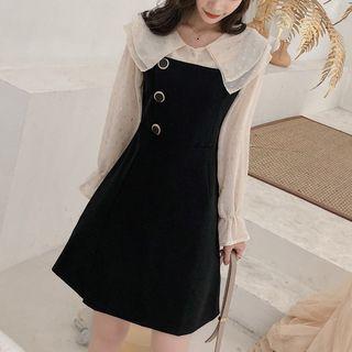 Bell-sleeve Blouse / Mini Pinafore Dress