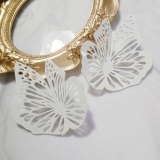 Alloy Butterfly Earring 1 Pair - White - One Size