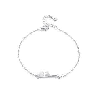 925 Sterling Silver Simple Romantic Double Bird Geometric Bracelet Silver - One Size