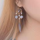 Faux Crystal Feather Dream Catcher Dangle Earring