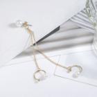 Chained Faux Pearl Alloy Earring 1 Pc - White - One Size