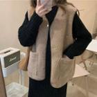 Faux Shearling Button Vest / Midi Sweater Dress