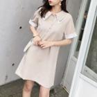 Polo Collared Short-sleeve A-line Dress