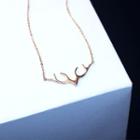 Alloy Deer Horn Pendant Necklace Rose Gold - One Size