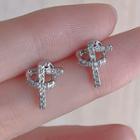 Rhinestone Knot Stud Earring C-831 - 1 Pair - Silver - One Size