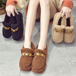 Metal-accent Furry Loafers