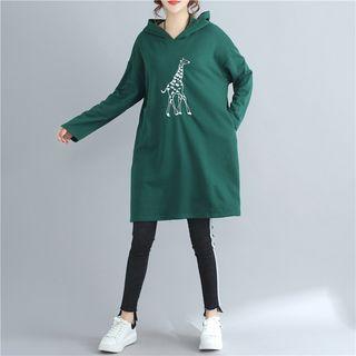 Giraffe Embroidered Oversized Hoodie