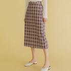 High-waist Gingham A-line Midi Skirt