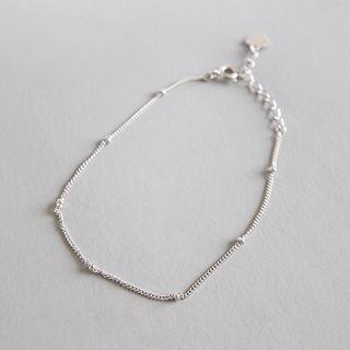 925 Sterling Silver Bead Bracelet Platinum - One Size