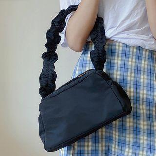 Shirred Strap Shoulder Bag Black - One Size