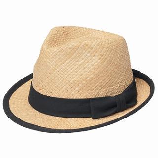Bow-accent Straw Hat (extra Large Size) Ecru - One Size