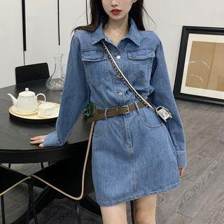 Long-sleeve Slim-fit Denim Shirtdress