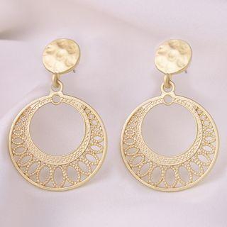 Perforated Circle Drop Earring Er136 - 1 Pair - Gold - One Size
