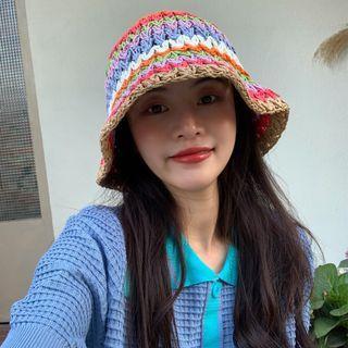 Colouful Crochet Bucket Hat Floral - One Size