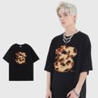 Leopard Print Embroidered T-shirt