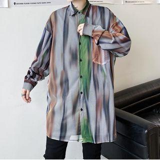 Long-sleeve Loose-fit Mesh Shirt