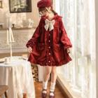 Long-sleeve Ruffle Bow Accent Mini Smock Dress