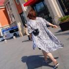 3/4-sleeve Snake Print Long Shirt