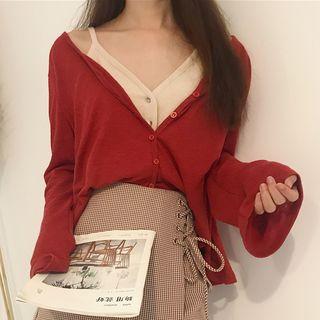 V-neck Buttoned Jacket