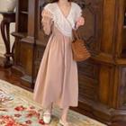Short-sleeve Ruffle Midi A-line Wrap Dress