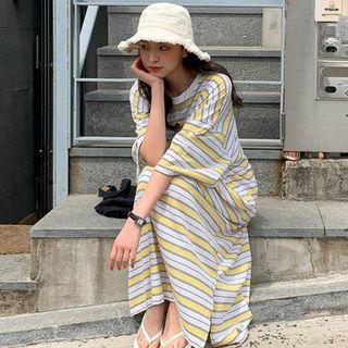 Oversized Stripe Maxi T-shirt Dress