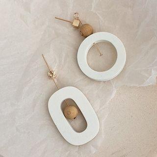 Wooden Bead & Hoop Dangle Earring