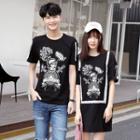Couple Matching Short-sleeve Printed T-shirt / T-shirt Dress
