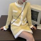 Tweed Jacket / Mini A-line Skirt / Lace Top